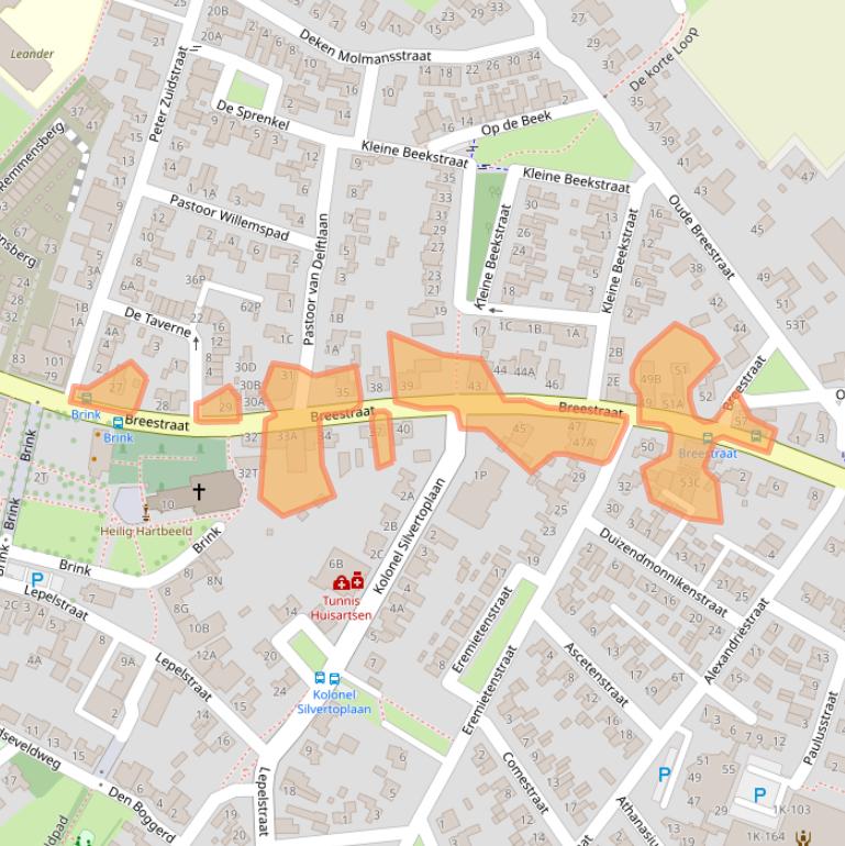 Kaart van postcodegebied 5845AZ.