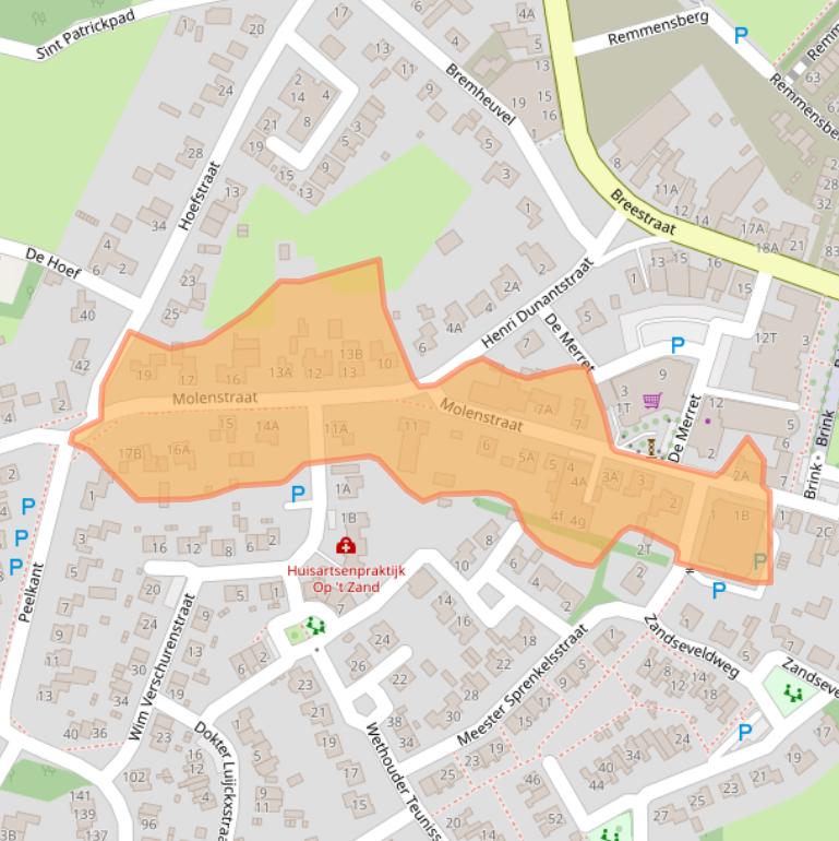 Kaart van postcodegebied 5845BD.