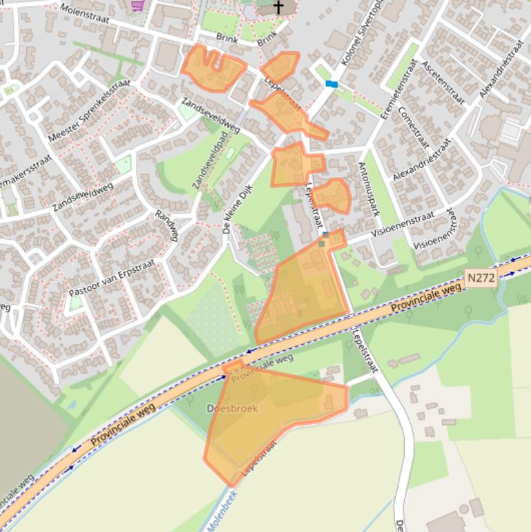 Kaart van postcodegebied 5845BJ.