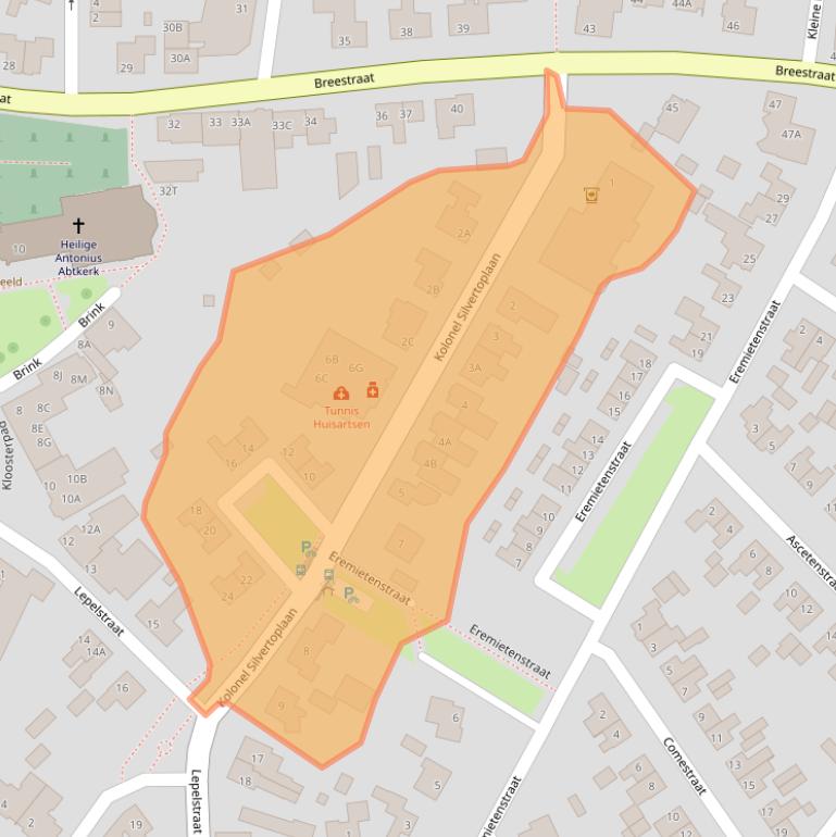 Kaart van postcodegebied 5845BL.