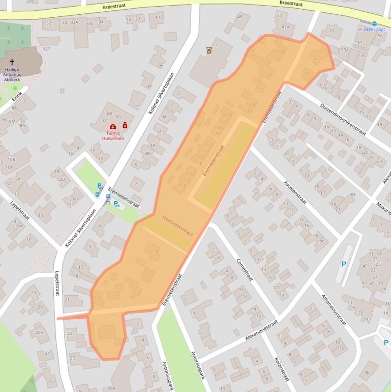 Kaart van postcodegebied 5845BM.