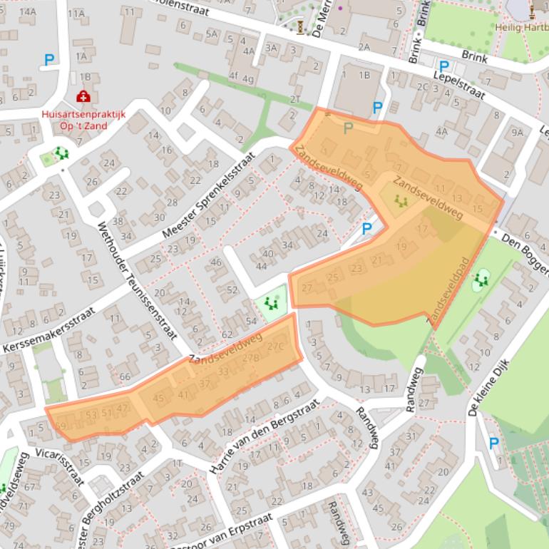 Kaart van postcodegebied 5845CG.