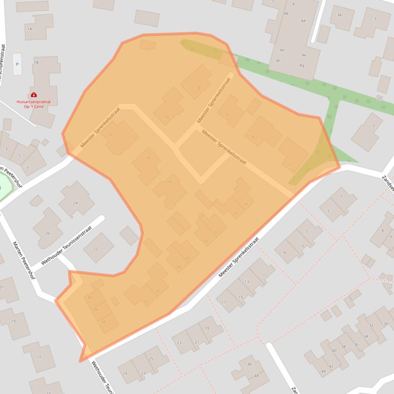 Kaart van postcodegebied 5845CM.