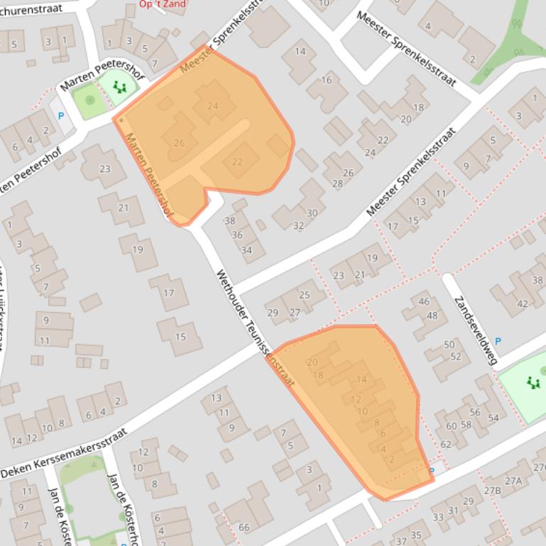 Kaart van postcodegebied 5845CN.