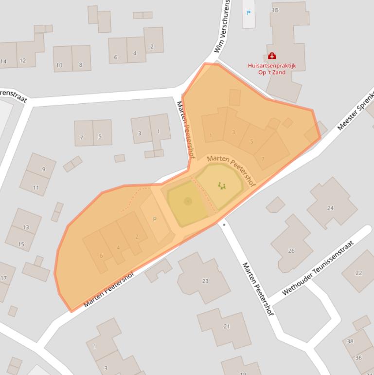 Kaart van postcodegebied 5845CS.