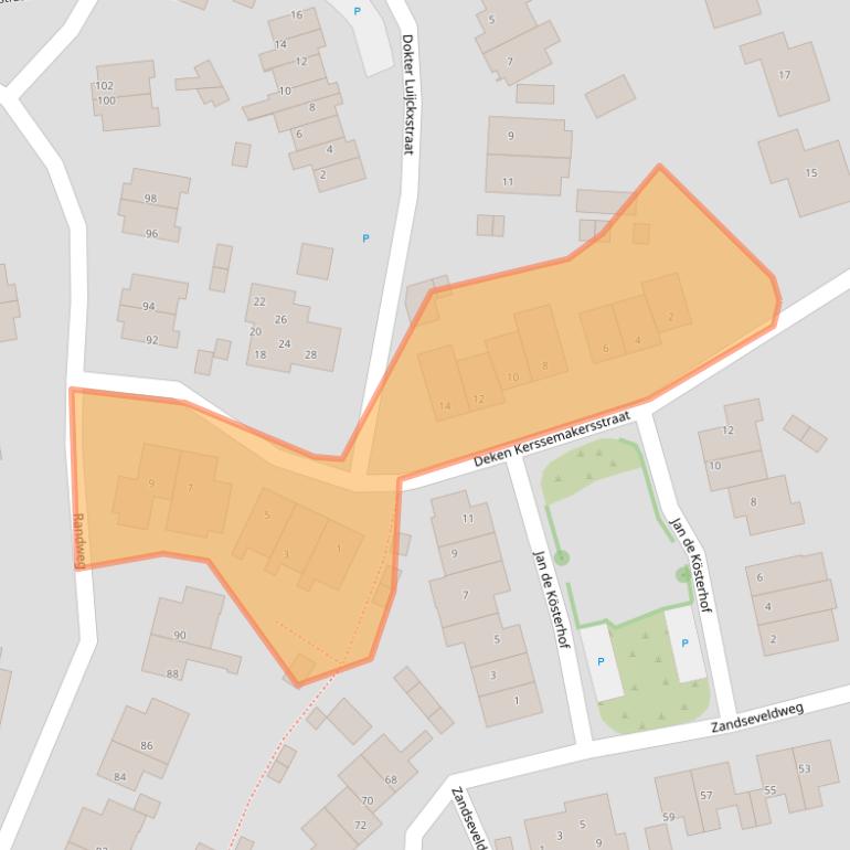 Kaart van postcodegebied 5845CV.