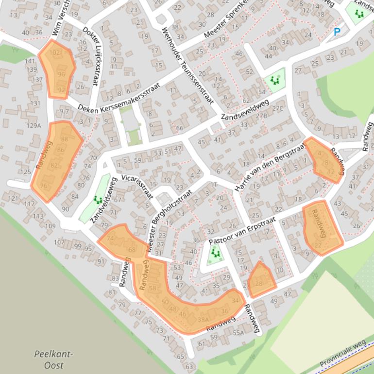 Kaart van postcodegebied 5845CW.
