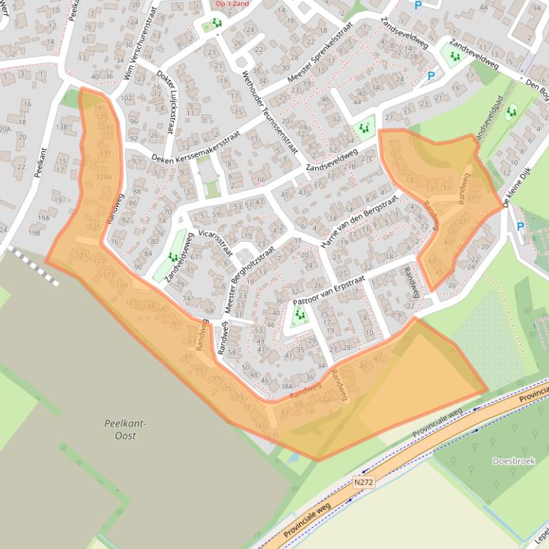 Kaart van postcodegebied 5845CX.