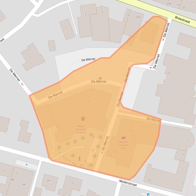 Kaart van postcodegebied 5845DA.