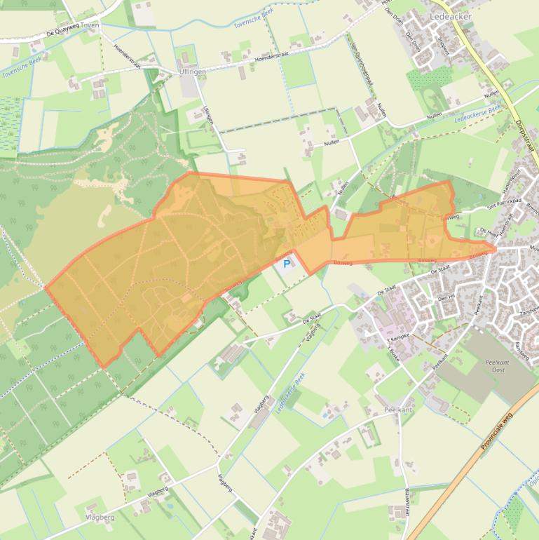 Kaart van postcodegebied 5845EB.