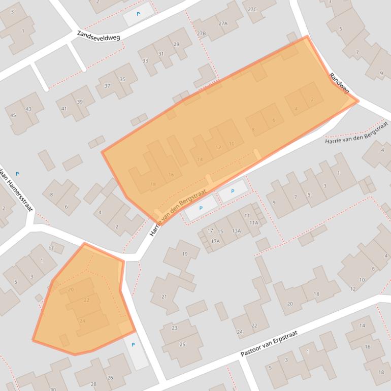 Kaart van postcodegebied 5845HE.