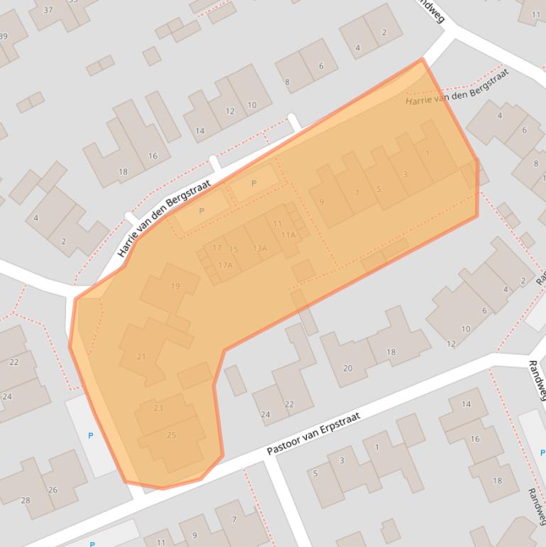 Kaart van postcodegebied 5845HG.