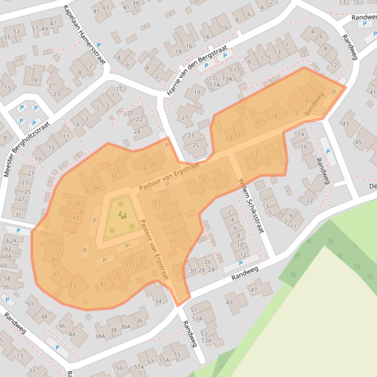 Kaart van postcodegebied 5845HH.