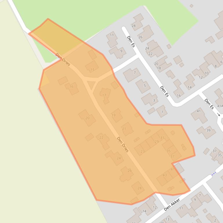 Kaart van postcodegebied 5846AT.