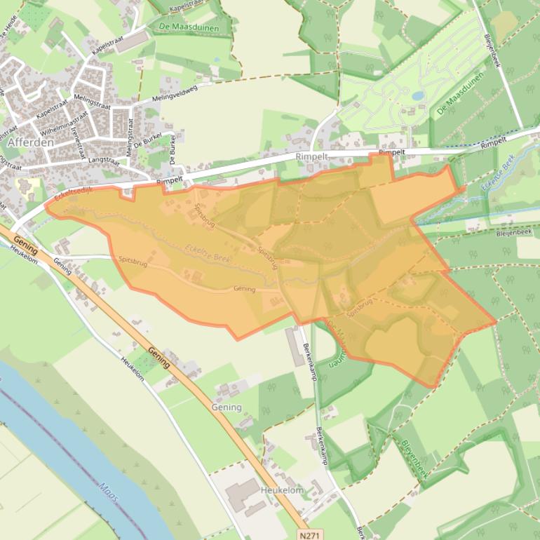 Kaart van postcodegebied 5851AC.