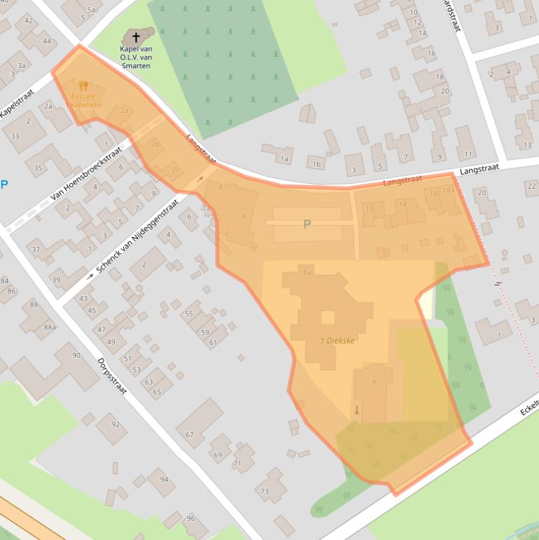 Kaart van postcodegebied 5851BE.