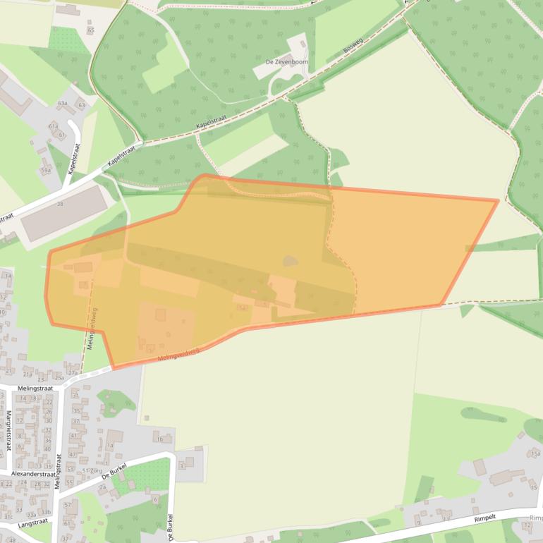 Kaart van postcodegebied 5851CB.