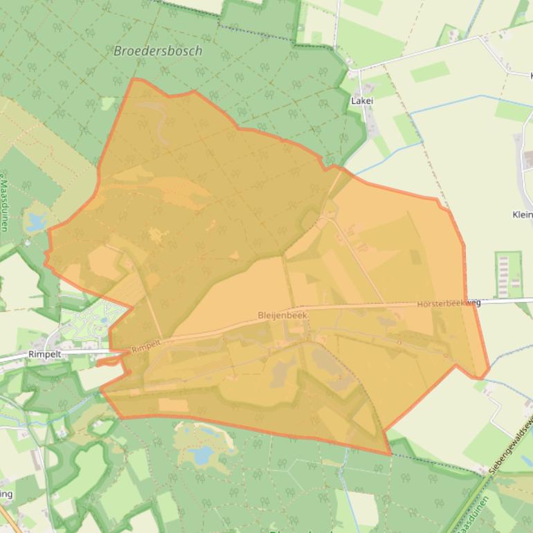 Kaart van postcodegebied 5851EE.