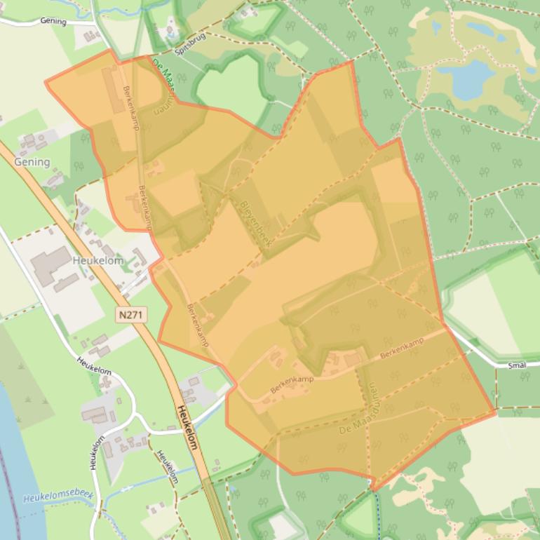 Kaart van postcodegebied 5851GA.
