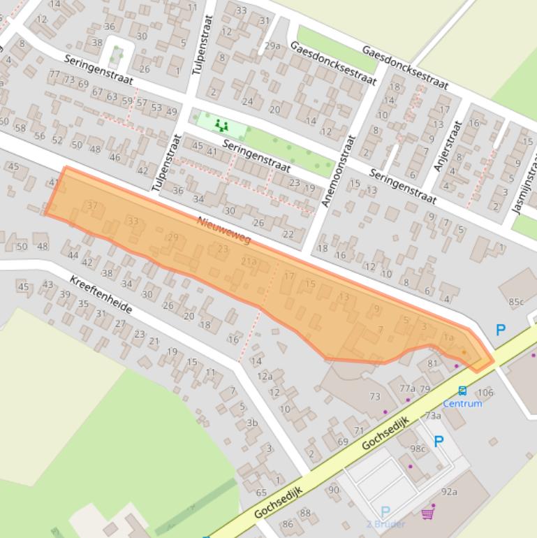 Kaart van postcodegebied 5853AM.