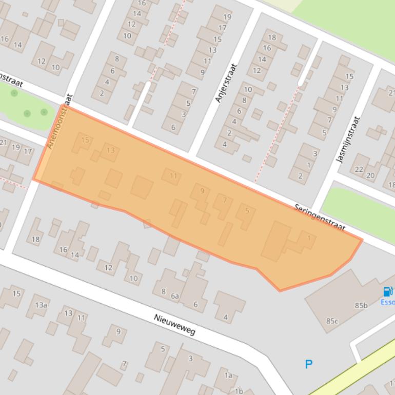 Kaart van postcodegebied 5853AS.