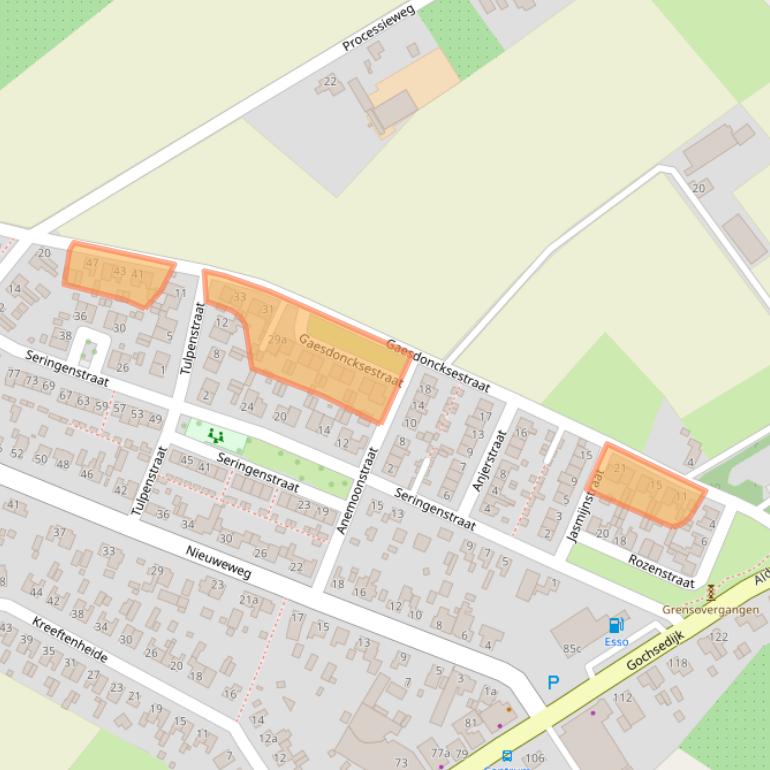 Kaart van postcodegebied 5853AW.