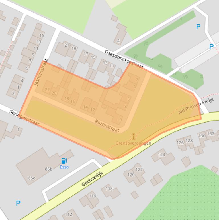 Kaart van postcodegebied 5853AZ.