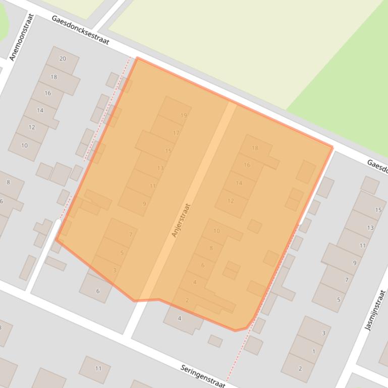 Kaart van postcodegebied 5853BB.