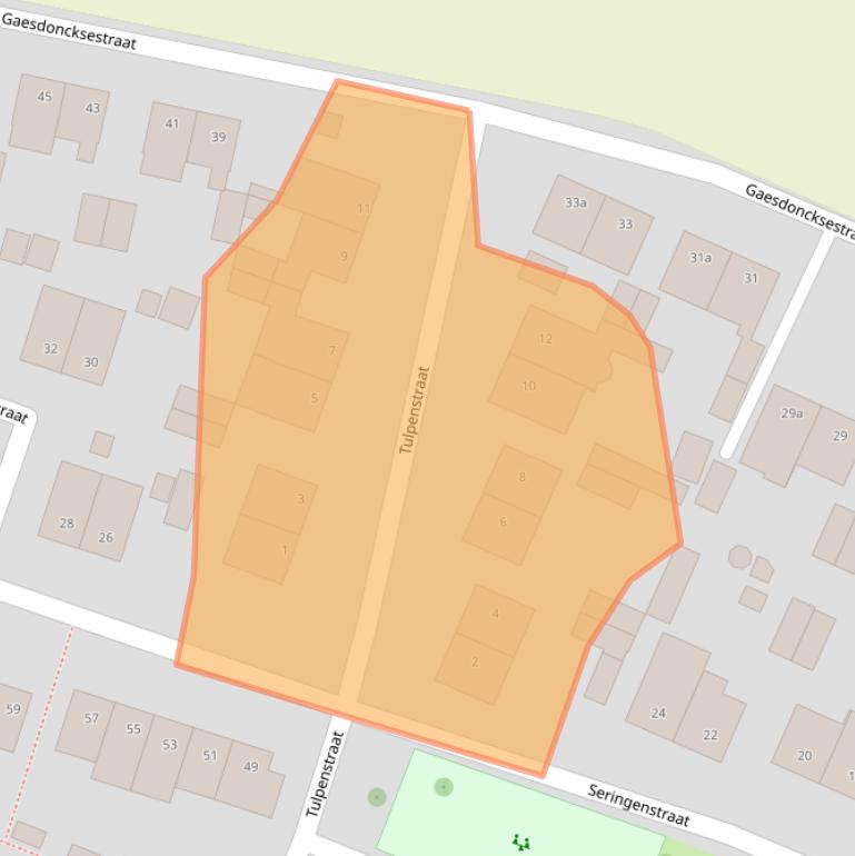 Kaart van postcodegebied 5853BD.