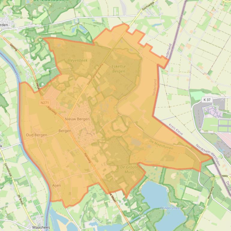 Kaart van postcodegebied 5854.