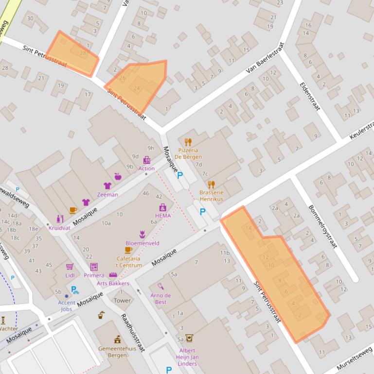 Kaart van postcodegebied 5854BB.