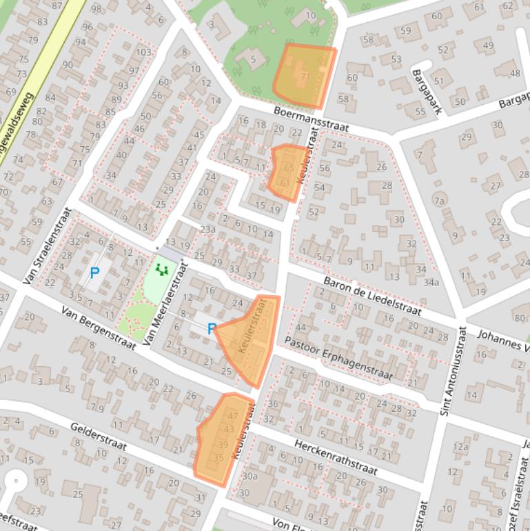 Kaart van postcodegebied 5854BW.