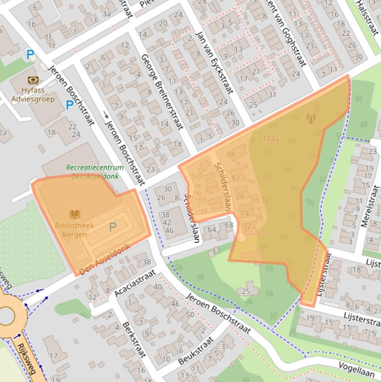 Kaart van postcodegebied 5854CC.
