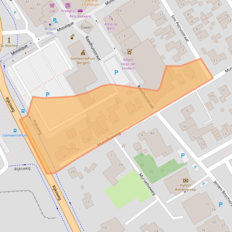 Kaart van postcodegebied 5854CT.