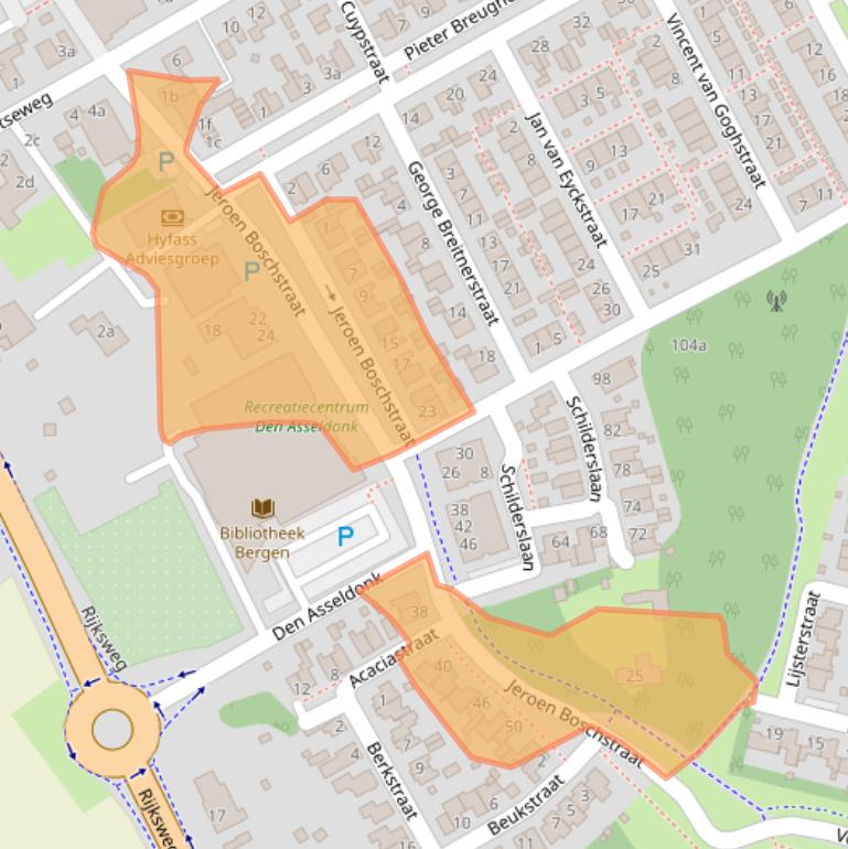 Kaart van postcodegebied 5854CZ.