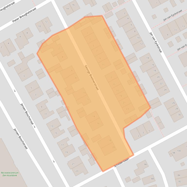 Kaart van postcodegebied 5854EE.