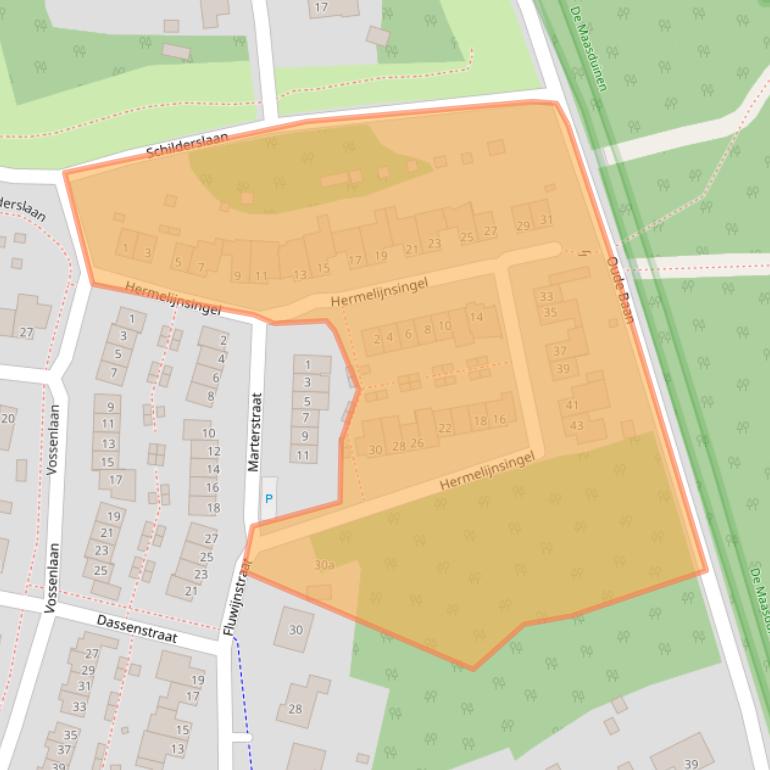 Kaart van postcodegebied 5854JE.