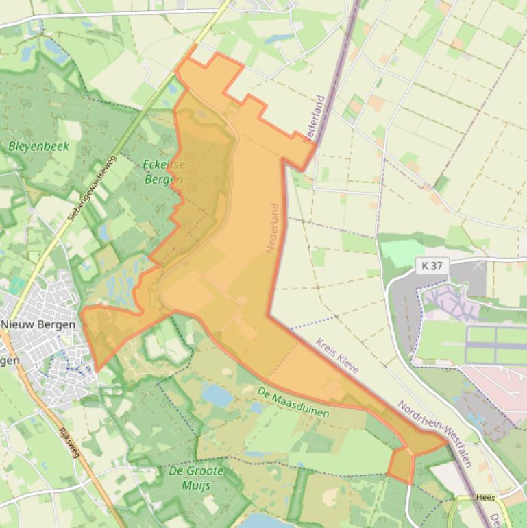 Kaart van postcodegebied 5854PK.