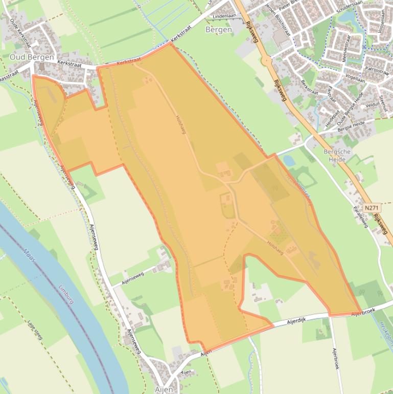 Kaart van postcodegebied 5854PM.