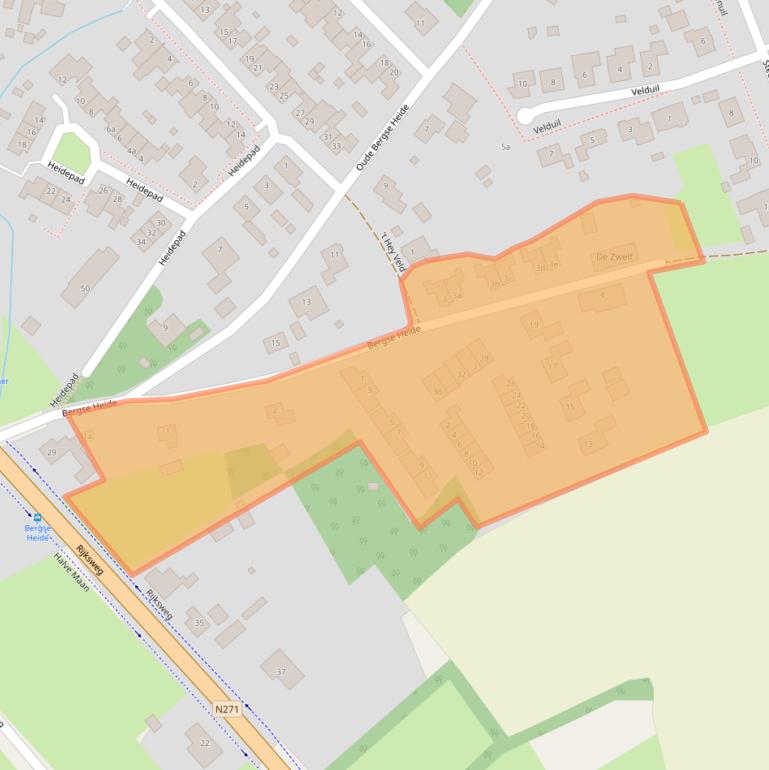 Kaart van postcodegebied 5854PW.