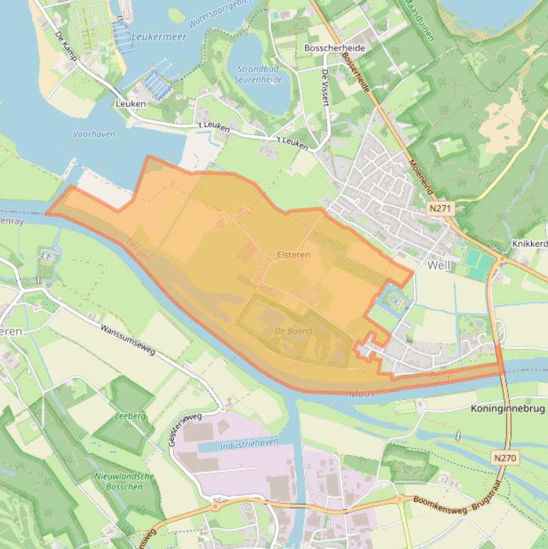 Kaart van postcodegebied 5855AS.