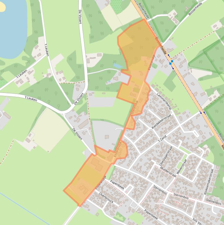 Kaart van postcodegebied 5855AT.