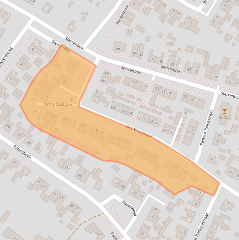 Kaart van postcodegebied 5855BL.