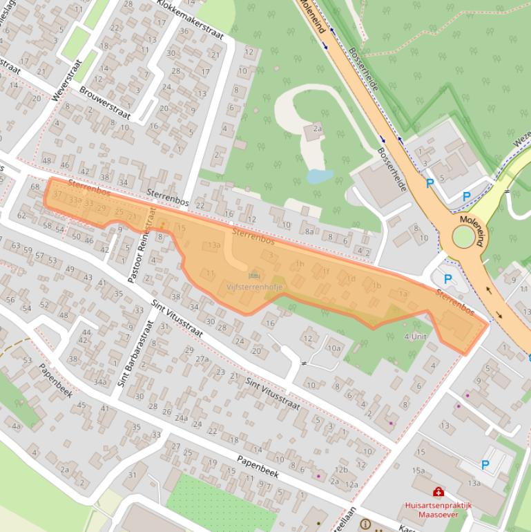 Kaart van postcodegebied 5855BR.