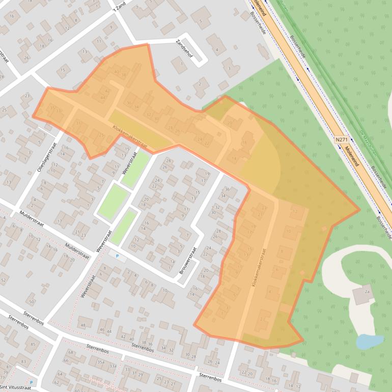 Kaart van postcodegebied 5855BZ.