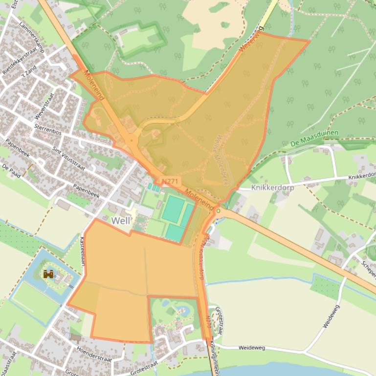 Kaart van postcodegebied 5855CB.