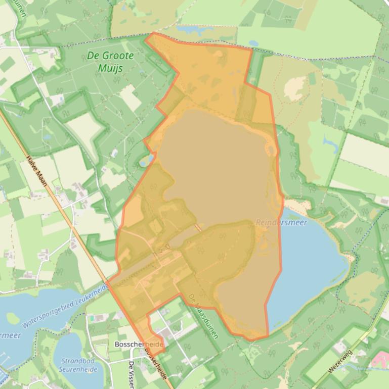 Kaart van postcodegebied 5855EA.