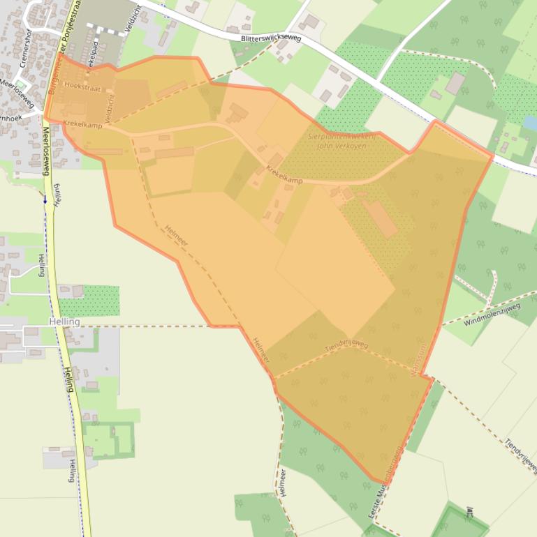 Kaart van postcodegebied 5861AD.