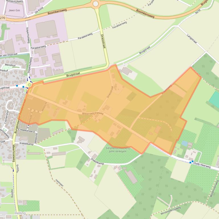 Kaart van postcodegebied 5861AH.