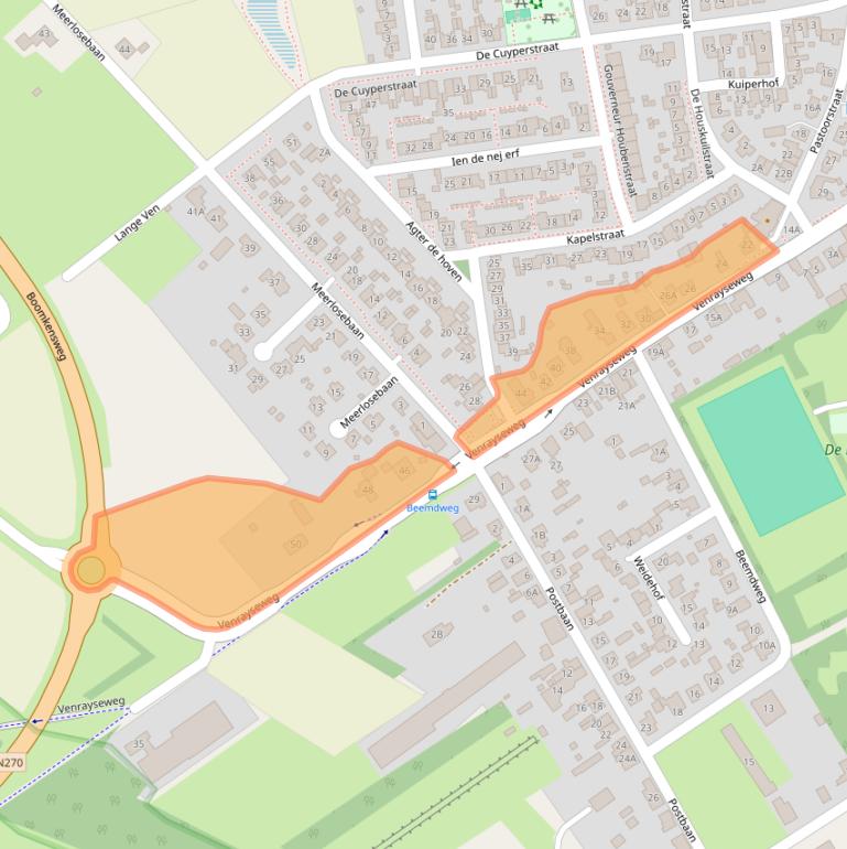 Kaart van postcodegebied 5861BE.